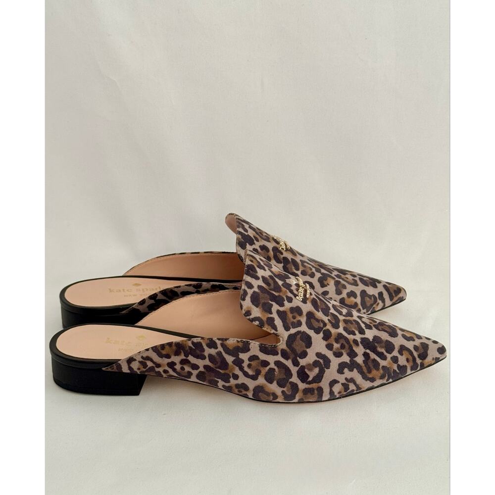 Kate Spade Loretta Leopard Mules NIB Taupe Multi Pointed Toe 10B - Picture 8 of 13